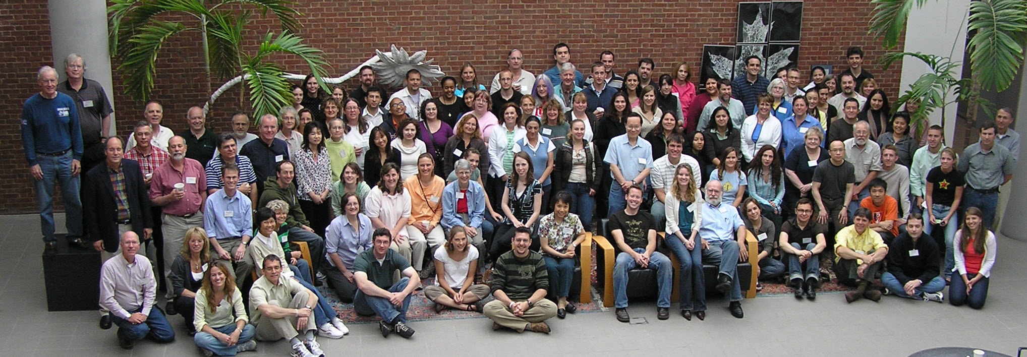 Class of 2008 group photo in the Bowdoin atrium